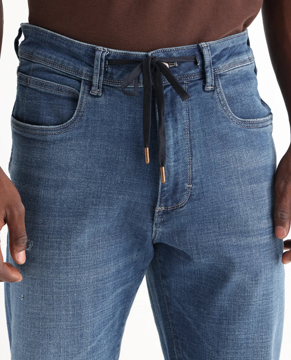 Rare Rabbit Mens Gala Blue Cotton Polyester Solid Regular Fit Jeans