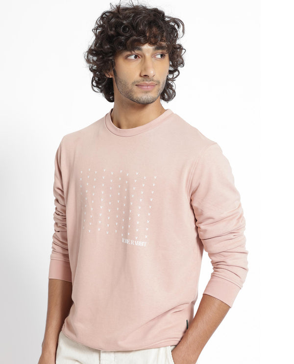 Rare Rabbit Men's Gale Beige Cotton Polyester Fabric Full Sleeves Logo Graphic Print Sweatshirt