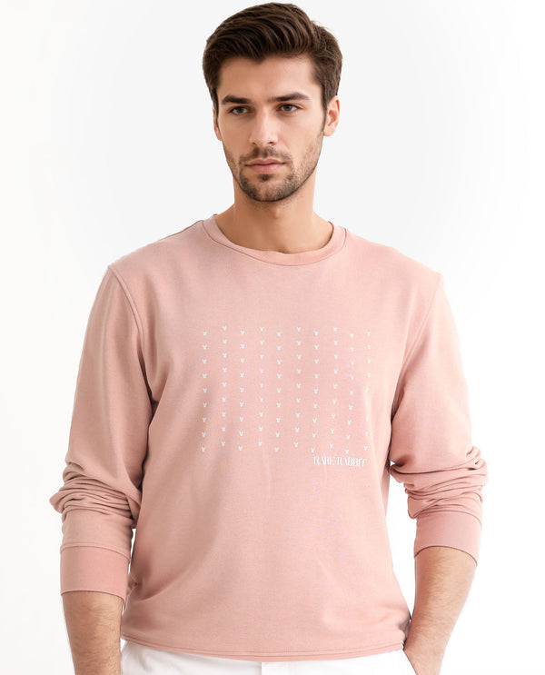 Rare Rabbit Men's Gale Beige Cotton Polyester Fabric Full Sleeves Logo Graphic Print Sweatshirt