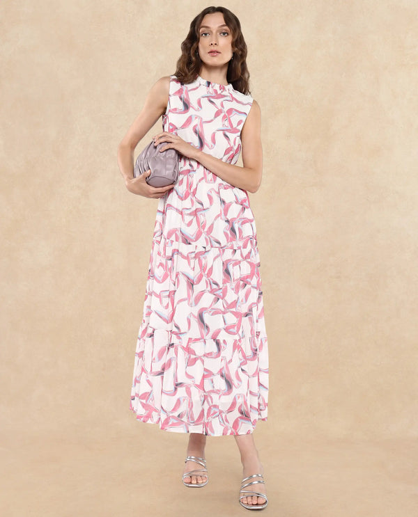 Rareism Women Garp White Printed Dress