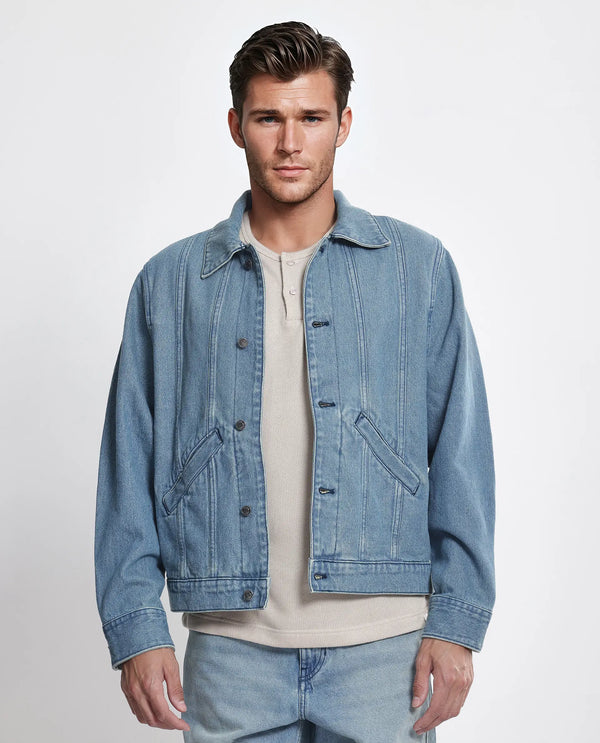 Rare Rabbit Men Gausst Blue Cotton Fabric Collared Neck Jacket