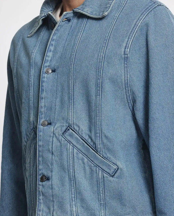 Rare Rabbit Men Gausst Blue Cotton Fabric Collared Neck Jacket