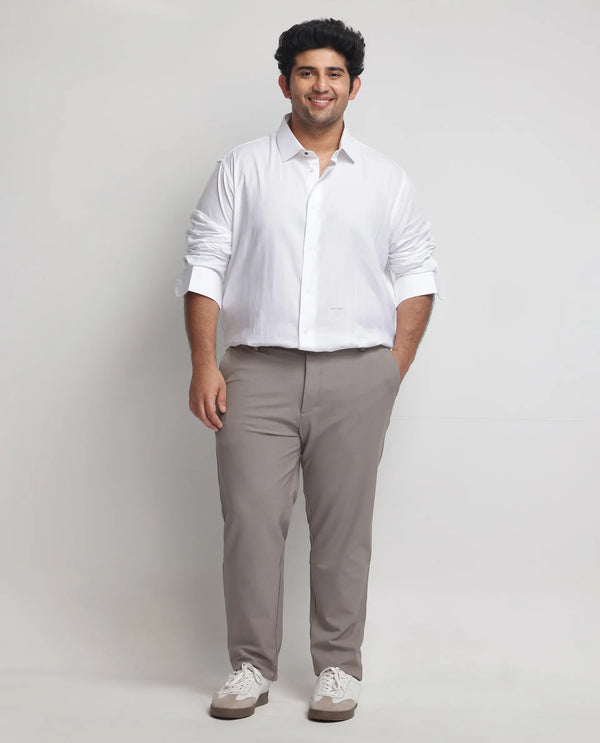 Rare Rabbit Mens Gazan White Cotton Fabric Full Sleeves Dobby Self Stripe Shirt Plus Size