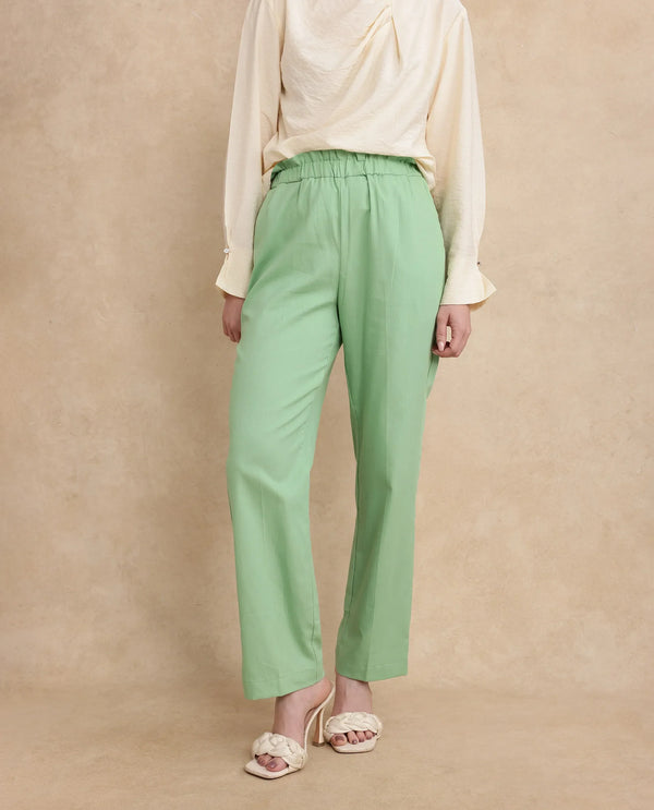 Rareism Women Ged Green Straight Fit Ankle Length Abstract Print Trouser