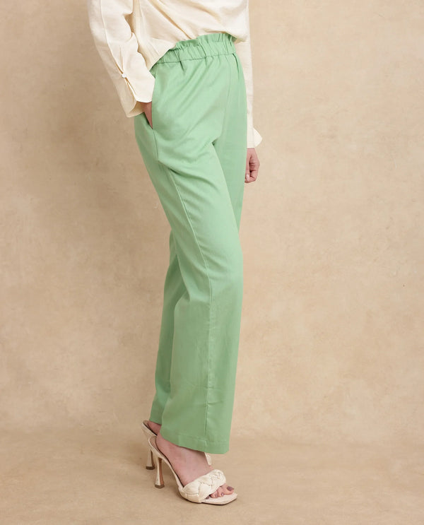 Rareism Women Ged Green Straight Fit Ankle Length Abstract Print Trouser