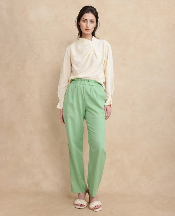 Rareism Women Ged Green Straight Fit Ankle Length Abstract Print Trouser