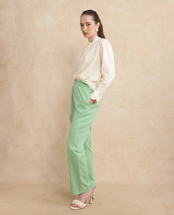 Rareism Women Ged Green Straight Fit Ankle Length Abstract Print Trouser