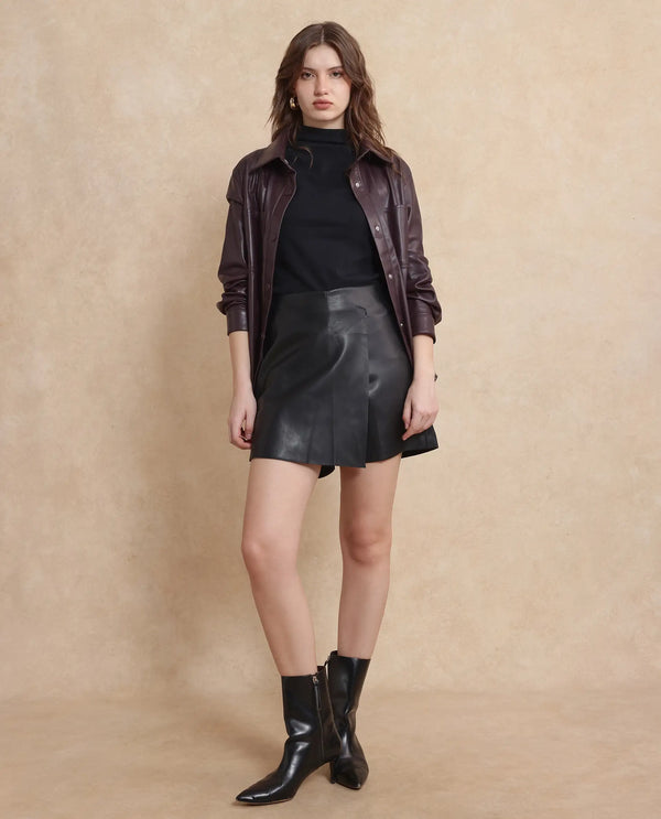 Rareism Women Gerro Black Polyester Fabric Short Plain Skirt