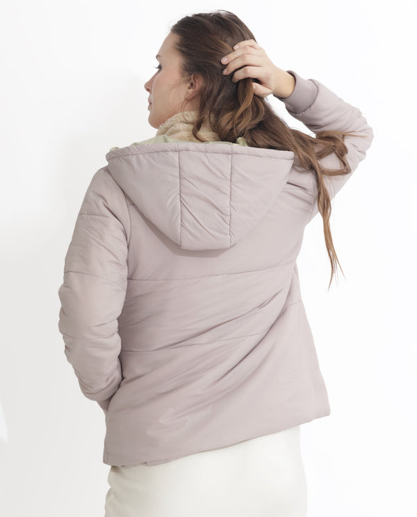 Rareism Women Glasha Hls Silver Polyester Fabric Full Sleeves Solid Hooded Jacket