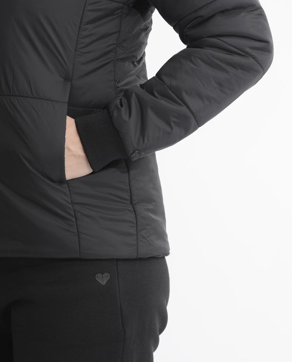 Rareism Women Glasha Ls Black Polyester Fabric Full Sleeves Solid High Neck Jacket