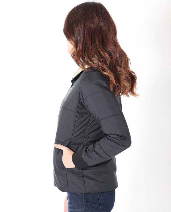Rareism Women Glasha Hls Black Polyester Fabric Full Sleeves Solid Hooded Jacket
