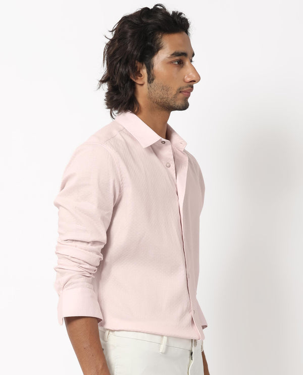 Rare Rabbit Men's Gleny Pink Cotton Polyester Fabric Full Sleeves Dobby Shirt