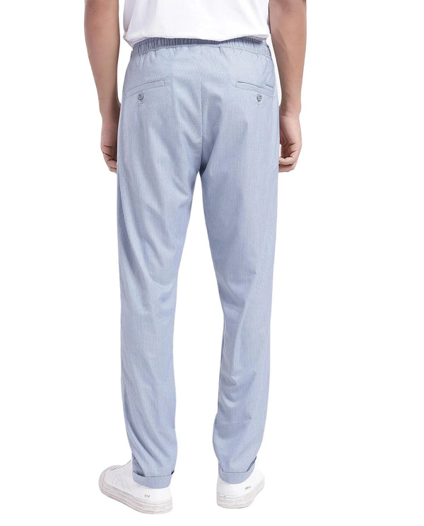 Rare Rabbit Men Glew Pastel Blue Button Closure Regular Fit Plain Trouser