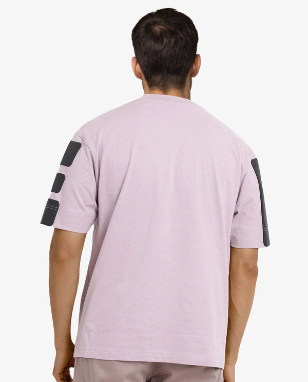 Rare Rabbit Men Goss Lilac Short Sleeve Crew Neck Oversized Fit Typo Graphic Print T-Shirt