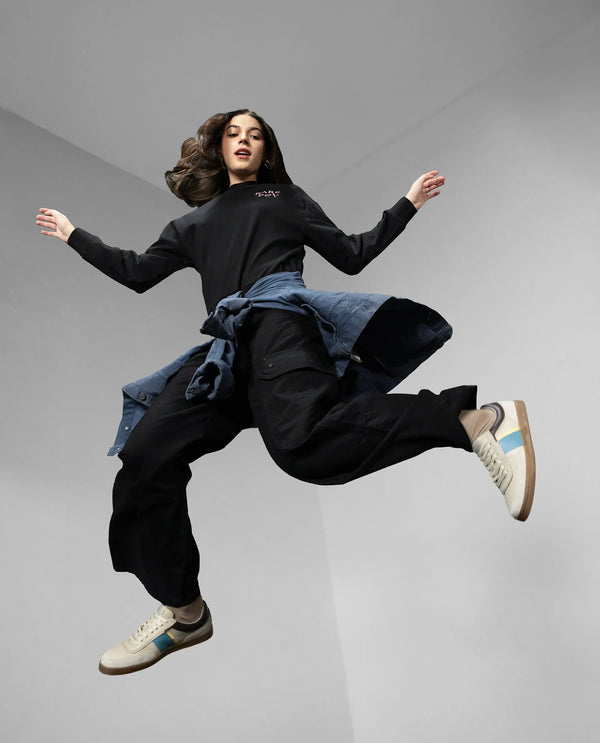 Rareism Women Swoze Primary Black Full Sleeve Sweatshirt