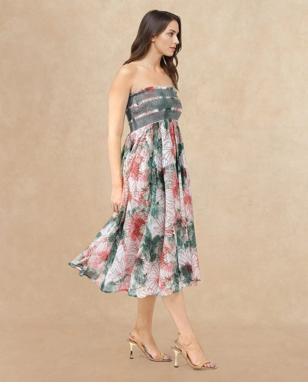 Rareism Womens Greevs Multi Dress Off Shoulder Print