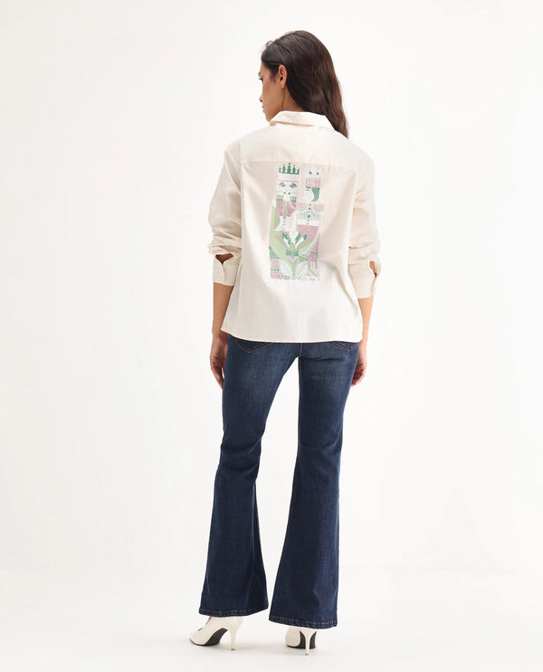 Rareism Women Grizzled Blue Cotton Lycra Fabric Mid Rise Solid Boot Cut Ankle Length Jeans