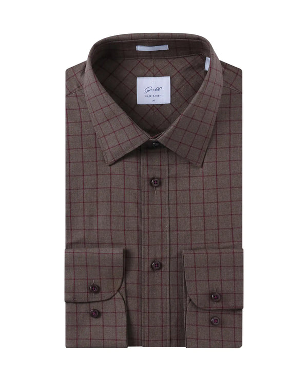 Rare Rabbit Men Bronz Brown Cotton Fabric Full Sleeve Regular Fit Check Shirt
