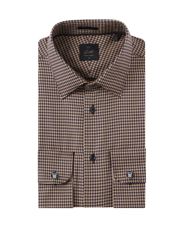 Rare Rabbit Men Chesto Beige Cotton Fabric Full Sleeve with Cufflinks Regular Fit Check Shirt