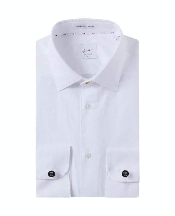 Rare Rabbit Men Fargo White Cotton Fabric Full Sleeve Regular Fit Solid Formal Shirt