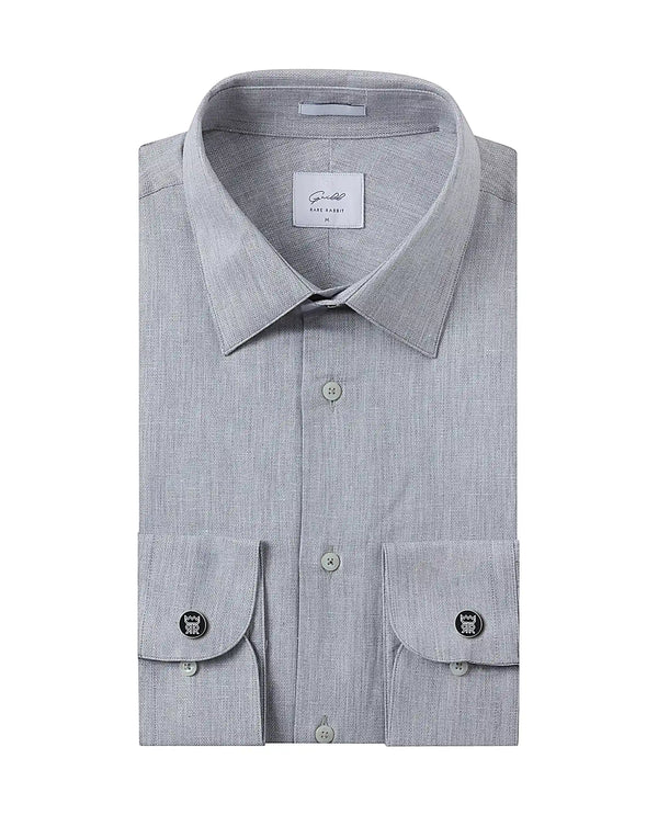 Rare Rabbit Men Nellor Grey Cotton Fabric Full Sleeve Regular Fit Textured Solid Shirt