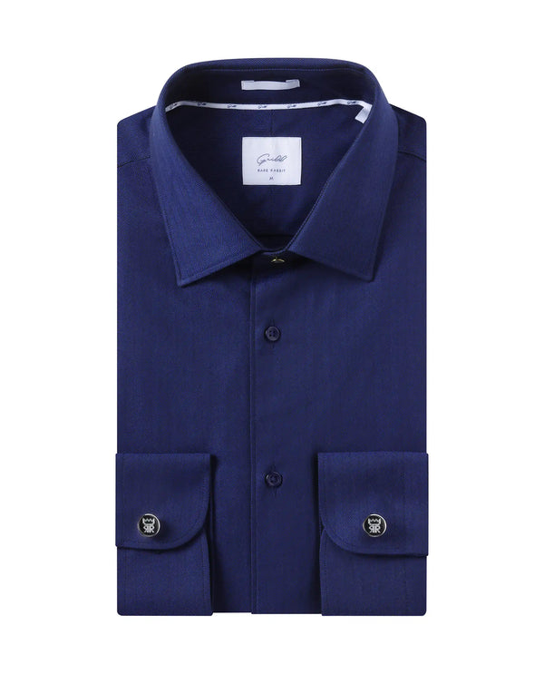 Rare Rabbit Men Fargo Dark Navy Cotton Fabric Full Sleeve Regular Fit Solid Formal Shirt