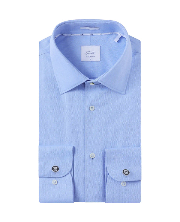 Rare Rabbit Men Fargo Blue Cotton Fabric Full Sleeve Regular Fit Solid Formal Shirt