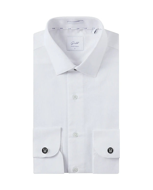 Rare Rabbit Mens Lasko White Dobby Texture Full Sleeve Regular Collar Solid Shirt