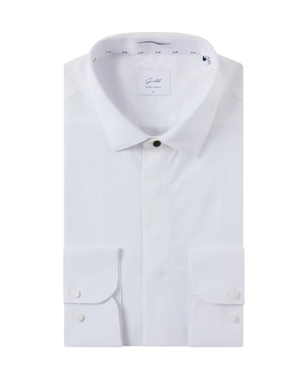Rare Rabbit Mens Erlane White Cotton Dobby Full Sleeve Regular Fit Stripe Textured Formal Shirt