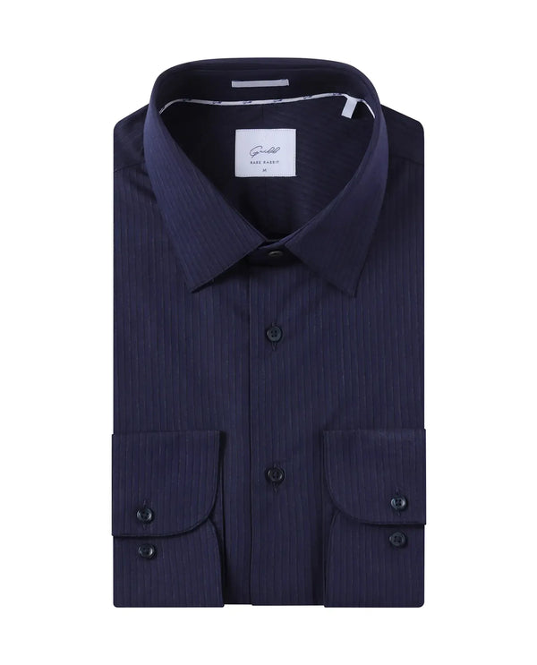Rare Rabbit Men Carlin Navy Cotton Fabric Full Sleeve Regular Fit Striped Shirt