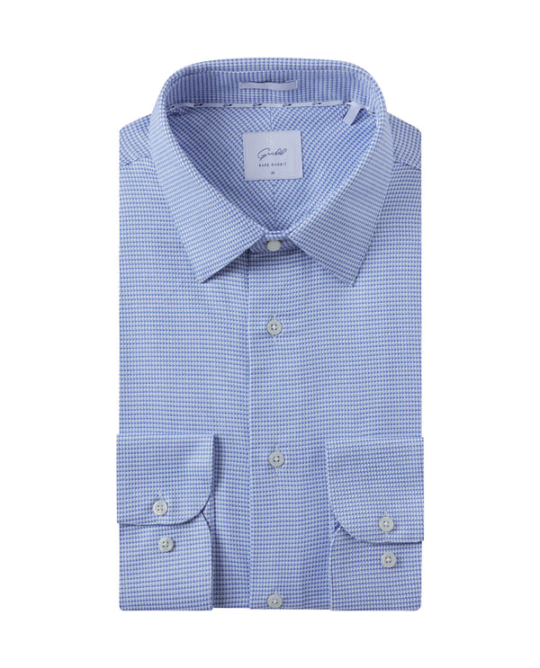 Rare Rabbit Men Fresno Blue Cotton Fabric Full Sleeve Regular Fit Dobby Print Shirt