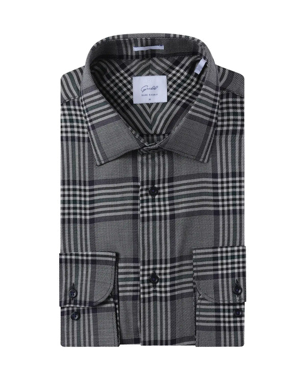 Rare Rabbit Men Fredo-2 Grey Tencel Fabric Full Sleeve Regular Fit Premium Check Print Shirt