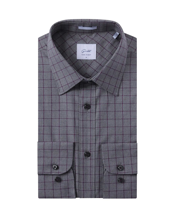 Rare Rabbit Men Bronz Grey Cotton Fabric Full Sleeve Regular Fit Check Shirt