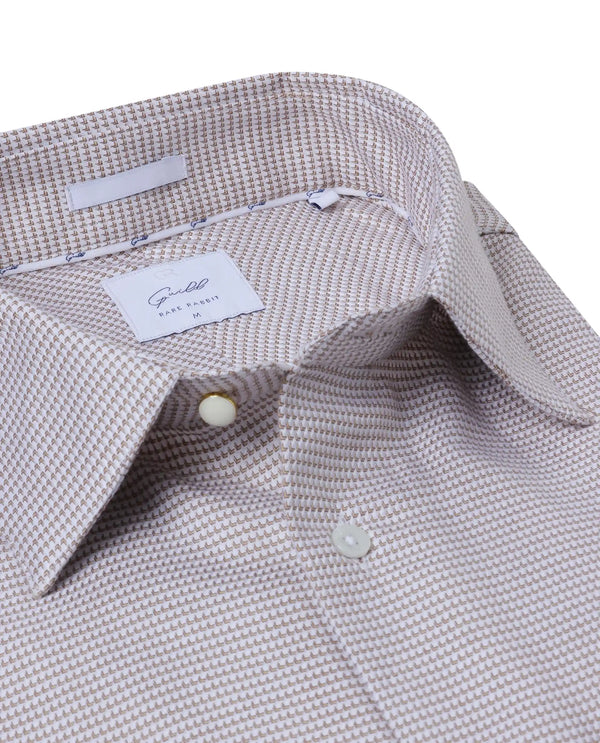 Rare Rabbit Men Fresno Beige Cotton Fabric Full Sleeve Regular Fit Dobby Print Shirt