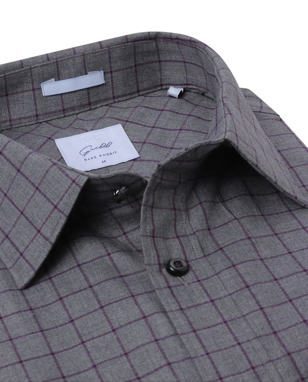 Rare Rabbit Men Bronz Grey Cotton Fabric Full Sleeve Regular Fit Check Shirt