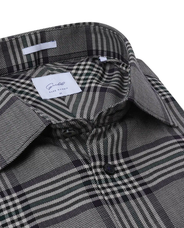 Rare Rabbit Men Fredo-2 Grey Tencel Fabric Full Sleeve Regular Fit Premium Check Print Shirt
