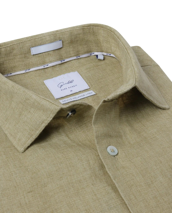 Rare Rabbit Mens Borium-2 Pastel Green Full Sleeve Melange Linen Fabric Solid Shirt
