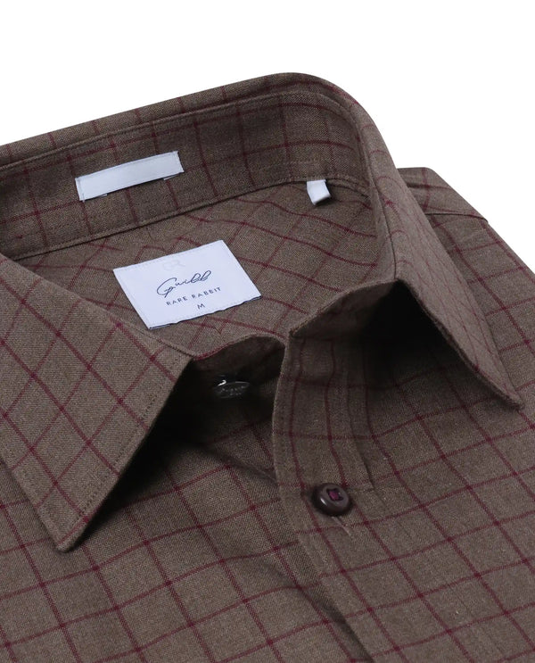 Rare Rabbit Men Bronz Brown Cotton Fabric Full Sleeve Regular Fit Check Shirt