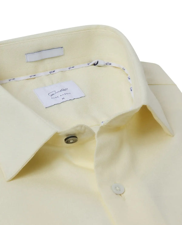 Rare Rabbit Mens Lasko Pastel Yellow Dobby Texture Full Sleeve Regular Collar Solid Shirt