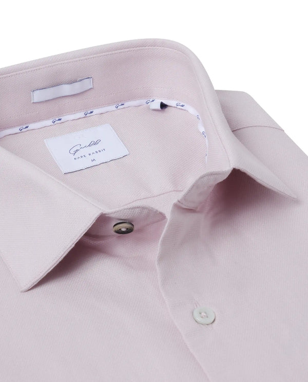 Rare Rabbit Mens Lasko Pastel Pink Dobby Texture Full Sleeve Regular Collar Solid Shirt