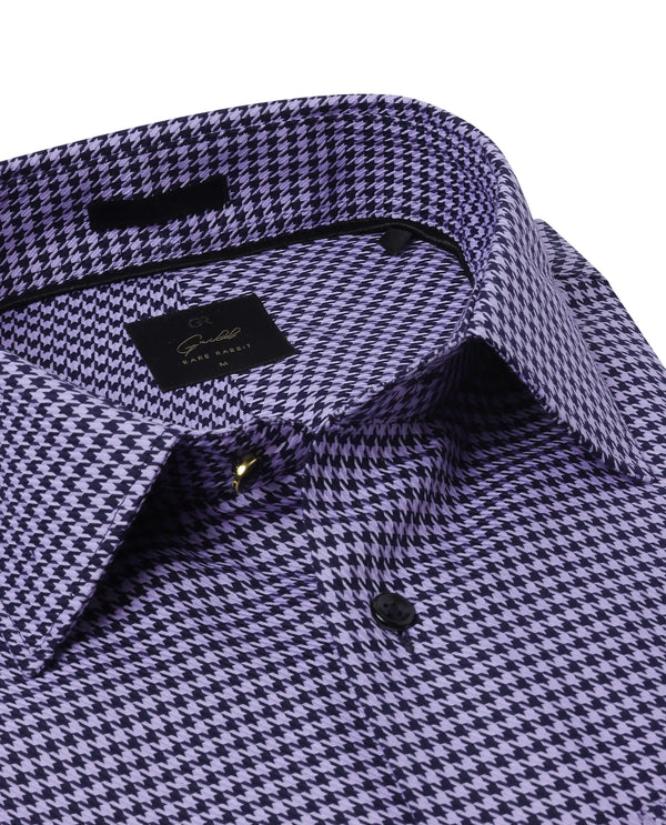 Rare Rabbit Men Chesto Purple Cotton Fabric Full Sleeve with Cufflinks Regular Fit Check Shirt