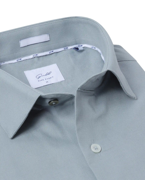 Rare Rabbit Mens Lasko Dusky Blue Dobby Texture Full Sleeve Regular Collar Solid Shirt
