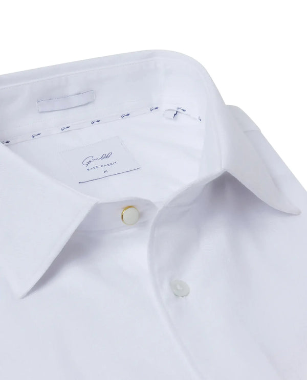 Rare Rabbit Men Fargo White Cotton Fabric Full Sleeve Regular Fit Solid Formal Shirt