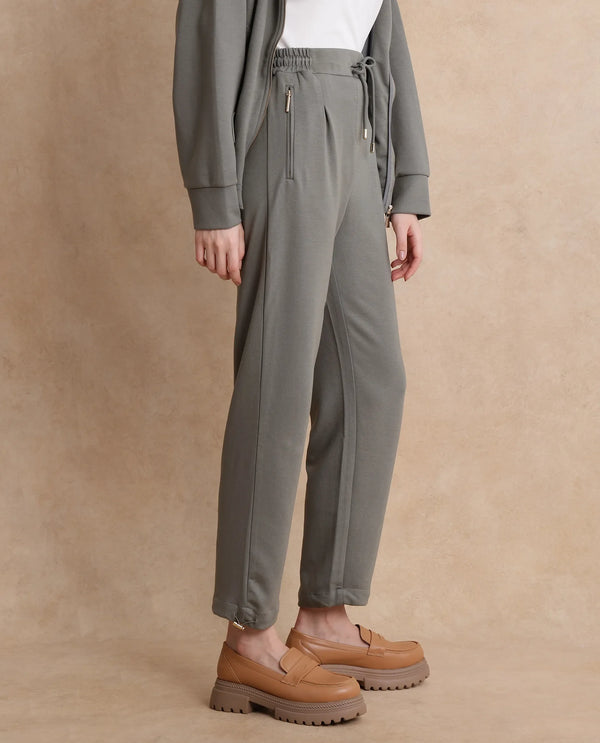 Rareism Women Gumushane Green Modal Lycra Fabric Straight Fit Ankle Length Plain Track Pant