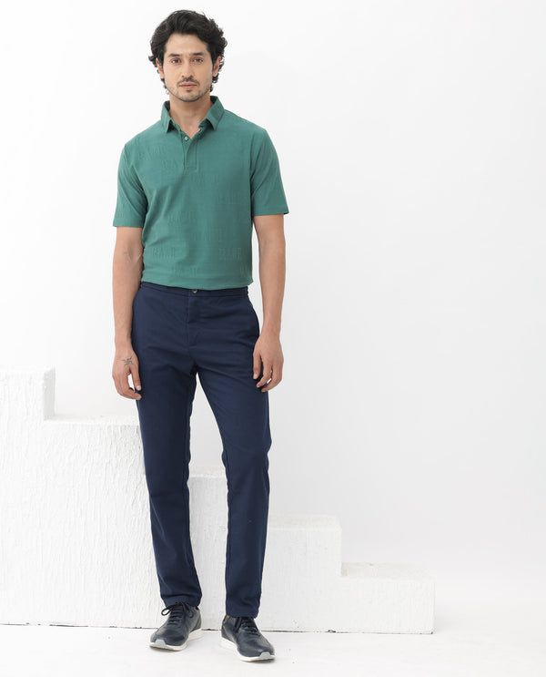 Rare Rabbit Mens Gesset-2 Dusky Green Short Sleeve Jacquard Textured Statement Polo T-Shirt