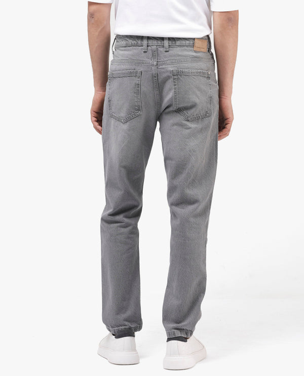 Rare Rabbit Mens Hades Grey Solid Mid Rise Mid Wash Slim Fit Jeans