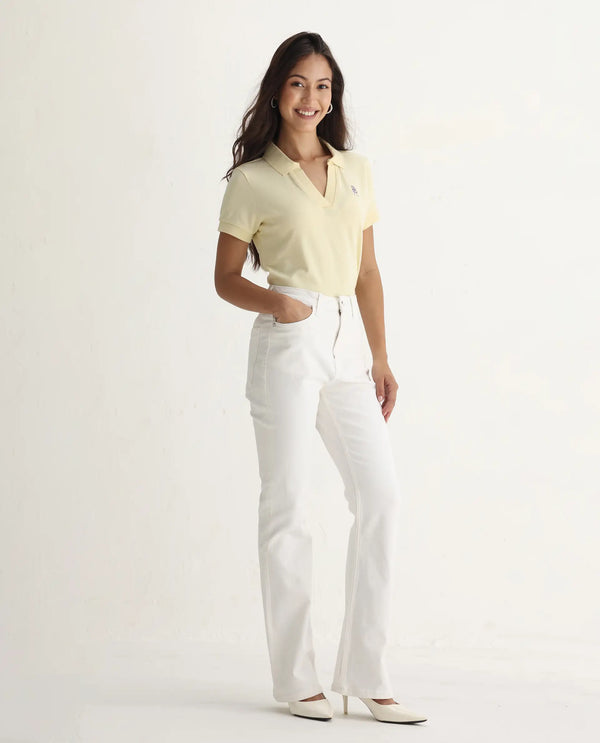 Rareism Women Hadley White Cotton Elastane Fabric Solid Regular Length Jeans