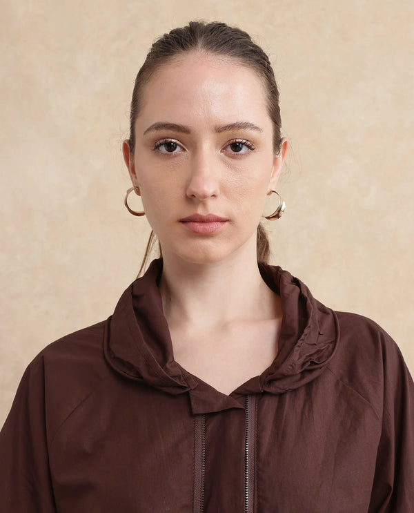 Rareism Women Hanoi Dark Brown Plain Jacket