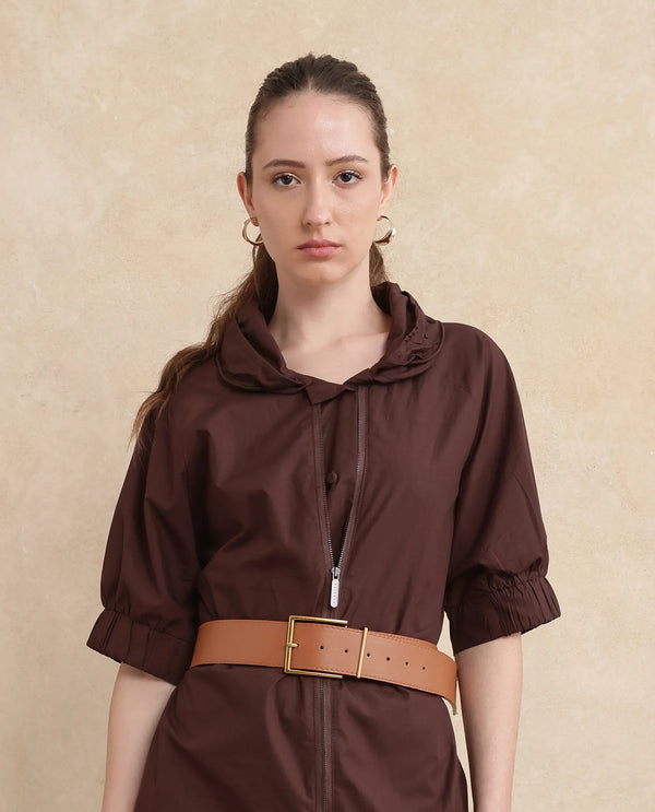 Rareism Women Hanoi Dark Brown Plain Jacket
