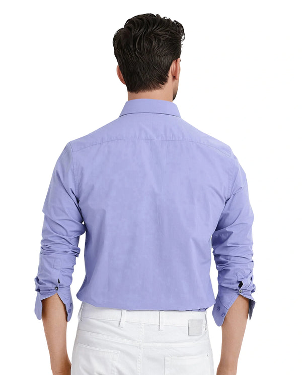 Rare Rabbit Men Harmin Dusky Purple Cotton Fabric Full Sleeve Regular Fit Embroidered Logo Plain Poplin Shirt
